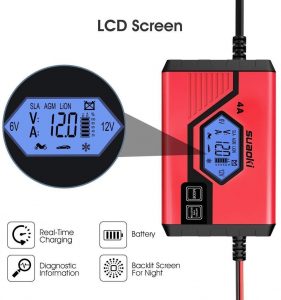 Chargeur de batterie auto Suaoki 4A avec un écran LCD intégré
