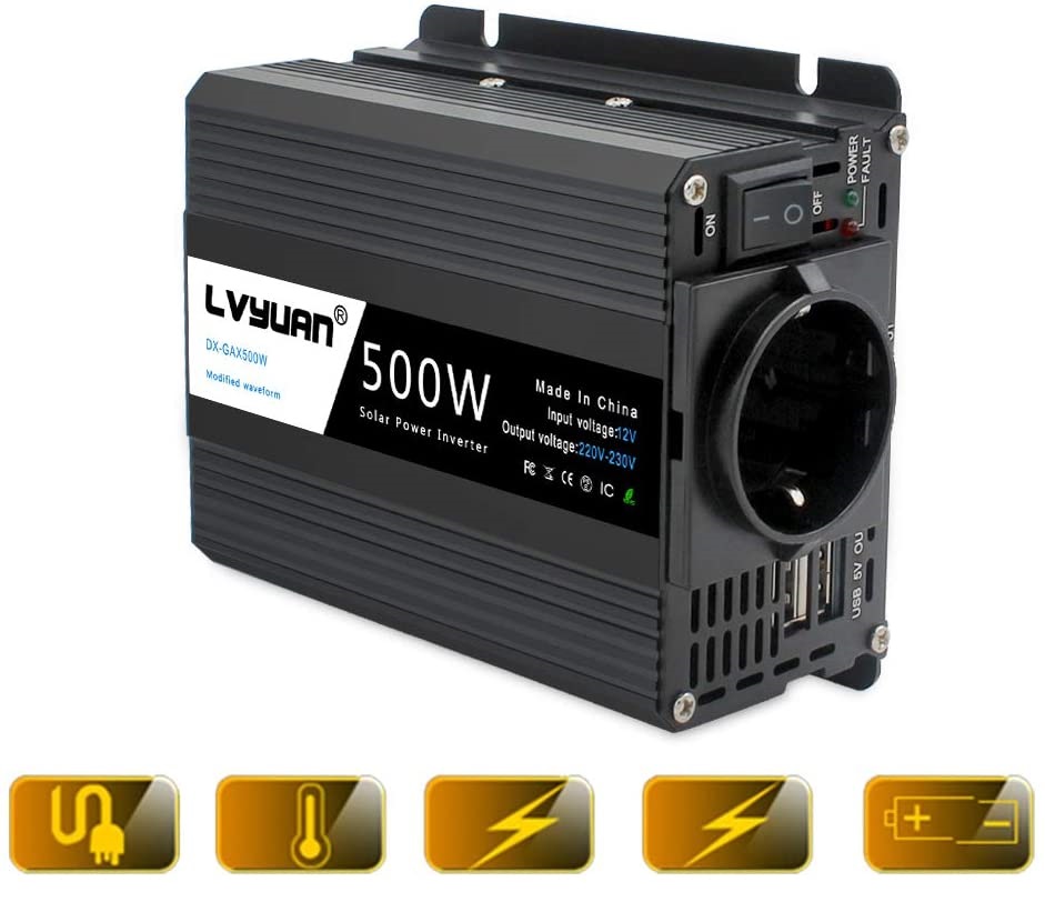 Le convertisseur de tension YINLEADER 500W avec plusieurs systèmes de sécurité