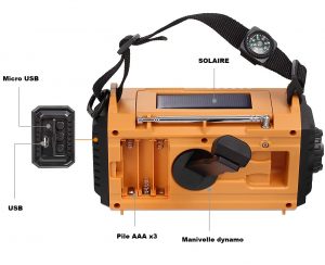 La radio solaire : une radio d'urgence, portable, avec dynamo et full  options
