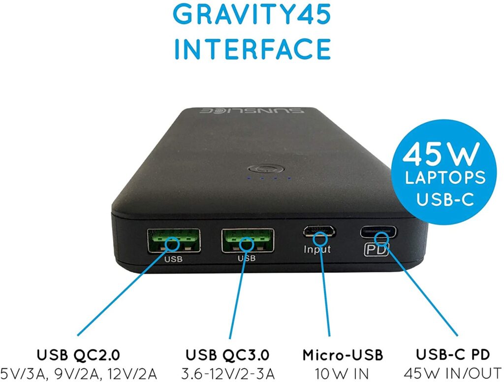 Batterie Externe Sunslice Gravity 100 - 26800mAh - USB-C 100W - Recharge Rapide Ordinateurs/iPhone - Câble Surface Inclus