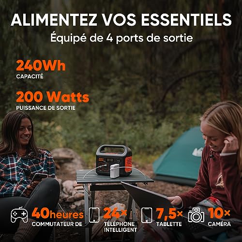 Capacité de 240Wh et puissance de sortie de 200W du générateur Jackery Explorer 240