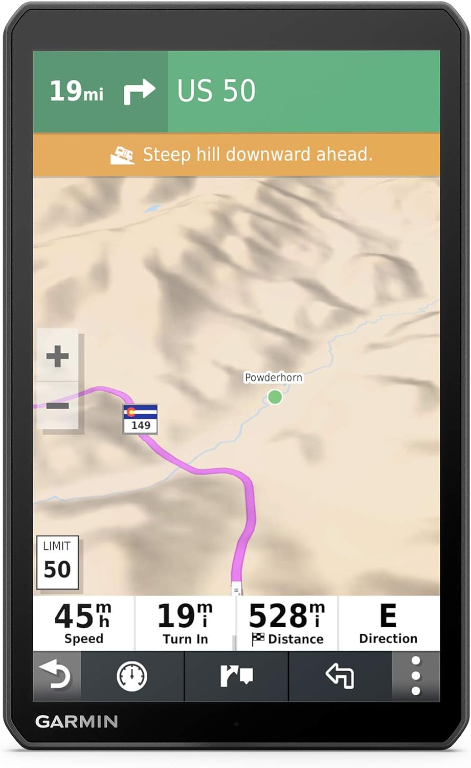Affichage de la navigation sur Garmin Camper 890 MT-D