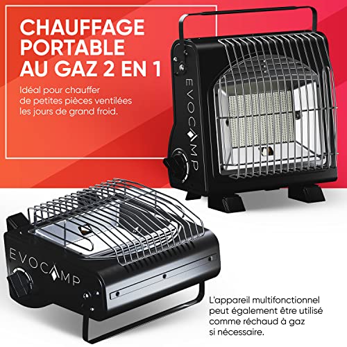 Fonctions du chauffage et cuisinière à gaz 2 en 1 Evocamp
