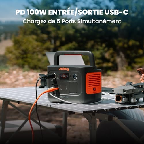 Station Jackery chargeant drone avec port USB-C PD 100W charge rapide 5 appareils