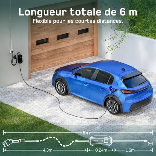 Schéma longueur totale câble 6m avec dimensions détaillées pour courtes distances