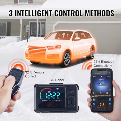 Trois modes contrôle intelligent VEVOR télécommande 10m Bluetooth 30m application smartphone écran LCD