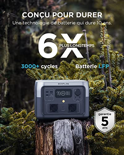 Station EcoFlow River 2 Max batterie LiFePO4 3000 cycles garantie 5 ans durée vie 10 ans