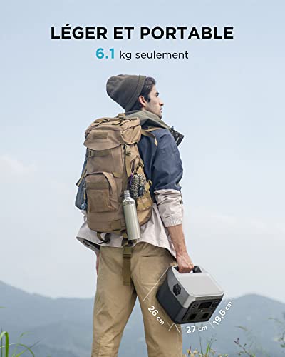 Station portable EcoFlow River 2 Max 6,1kg transportée par randonneur dimensions 27x26x20cm