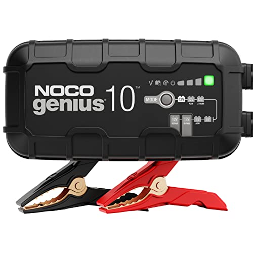 Chargeur de batterie NOCO Genius10 10A noir avec pinces crocodile rouge et noire
