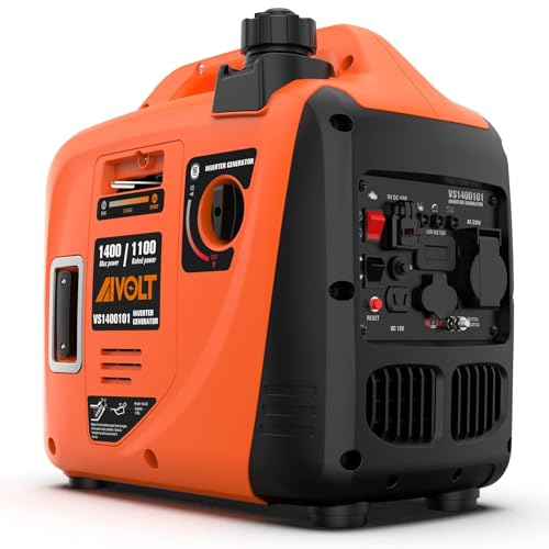 Générateur électrique portable AIVOLT VS1400101 orange et noir 1400W avec prises multiples