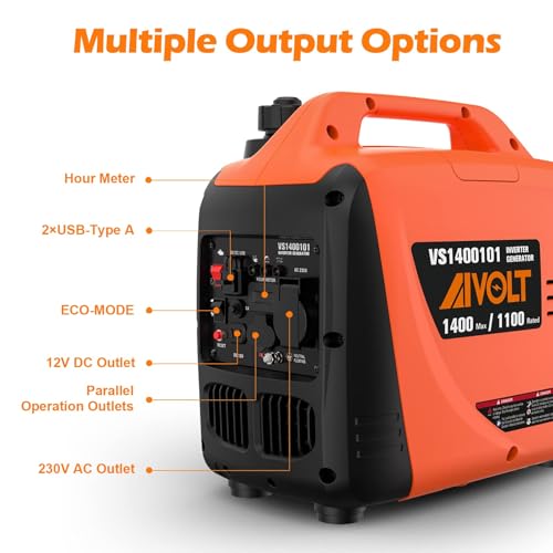 Panneau de contrôle détaillé générateur AIVOLT avec prises 230V AC 12V DC USB et compteur horaire