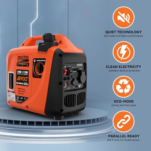 Infographie caractéristiques générateur AIVOLT technologie silencieuse électricité propre mode ECO prêt parallèle