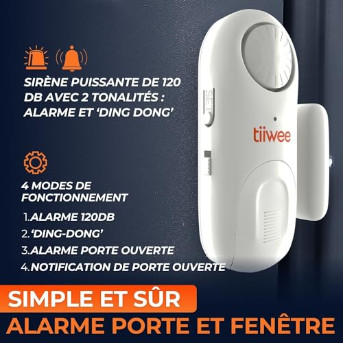 Alarme tiiwee avec 4 modes de fonctionnement alarme 120dB carillon ding-dong notification porte