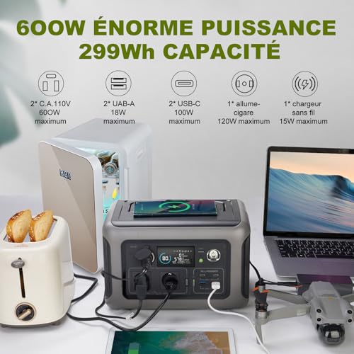 Station ALLPOWERS R600 600W alimentant simultanément grille-pain ordinateur portable smartphone tablette