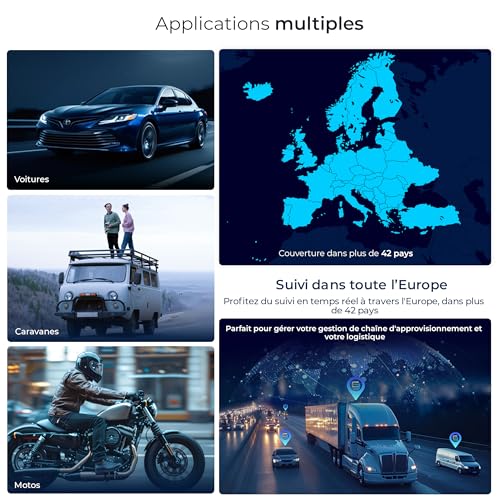Applications multiples du traceur GPS pour voitures caravanes motos avec couverture européenne 42 pays