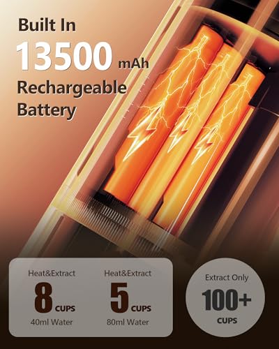 Batterie intégrée 13500 mAh machine café portable autonomie 8 tasses avec chauffage