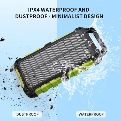 Batterie externe solaire IPX4 résistante à l'eau et poussière design minimaliste