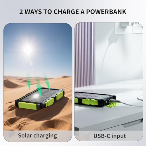 Deux méthodes de recharge batterie externe par panneau solaire et port USB-C