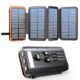 Batterie externe solaire 20000mAh avec 4 panneaux solaires pliables et boîtier orange robuste