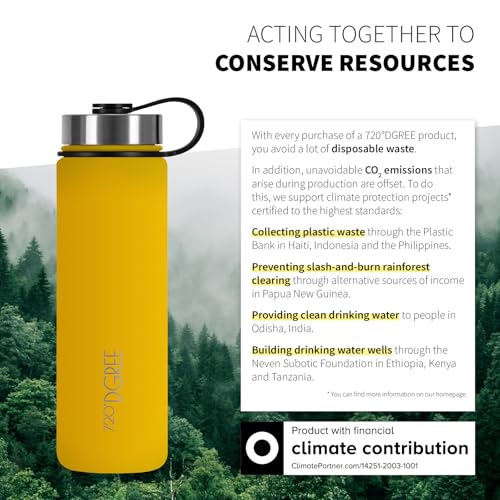 Bouteille jaune 720°DGREE nature forêt engagement écologique réduction déchets plastiques