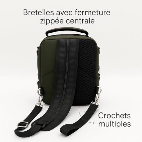 Système de bretelles convertibles avec fermeture zippée centrale et crochets multiples