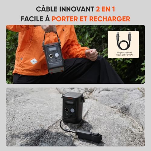 Câble 2-en-1 innovant servant de poignée et câble USB-C 140W pour Jackery 300D