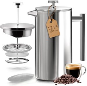 Cafetière à piston KICHLY 350ml acier inoxydable triple filtrage - vue 1