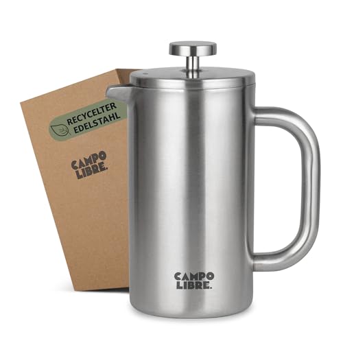 Cafetière à piston Campo Libre Giorgio 600ml en acier inoxydable avec emballage recyclé