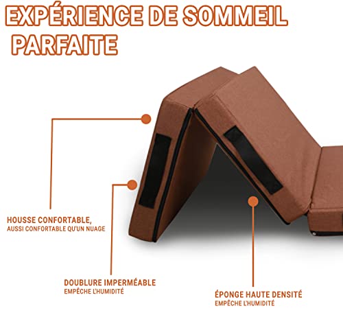 Détails techniques matelas pliable Spinko avec housse lavable et mousse confortable