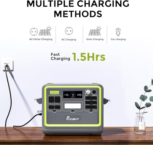 Recharge ultra rapide FOSSiBOT F2400 1100W secteur charge complète 1,5 heures 4 méthodes