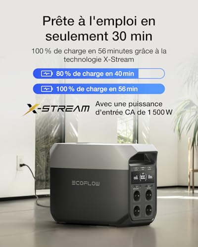 Technologie X-Stream EcoFlow DELTA 3 charge complète en 56 minutes