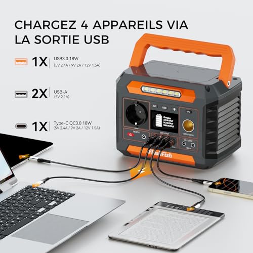 Station FlashFish chargeant 4 appareils USB simultanément ordinateur tablette smartphone