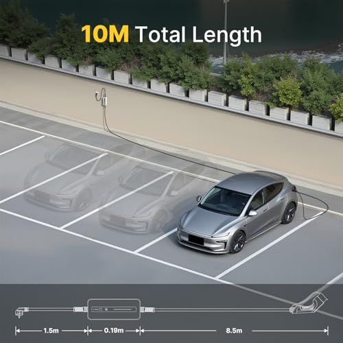 Schéma longueur totale câble 10m Morec avec dimensions détaillées pour parking