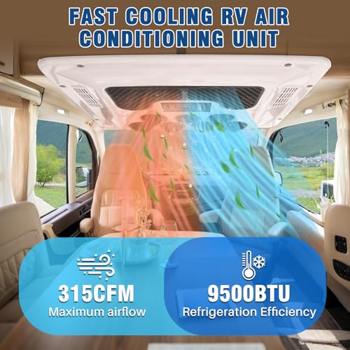 Climatiseur camping-car haute performance 315CFM débit d'air et 9500BTU efficacité frigorifique