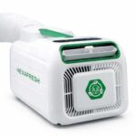 Climatiseur portable HEXAFRESH HEXAPRO+ blanc et vert avec tuyau d'évacuation flexible