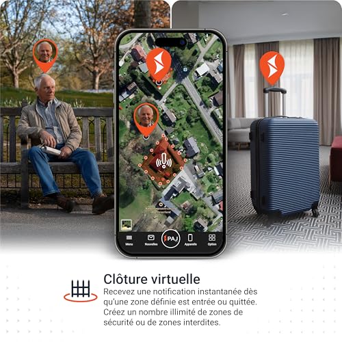 Fonction clôture virtuelle GPS pour personnes âgées valise et zones sécurisées