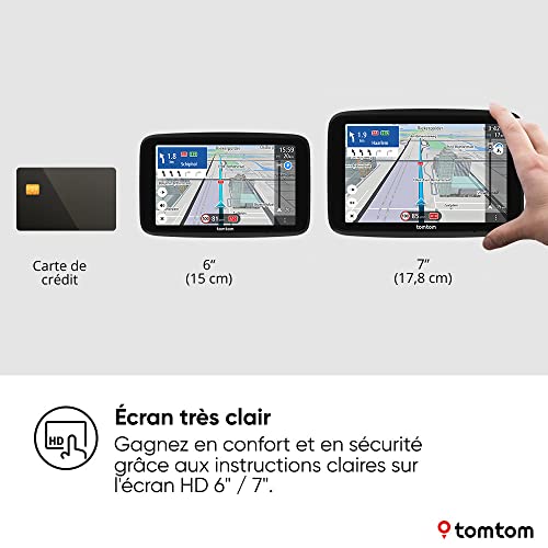 Comparaison taille écran GPS TomTom 6 pouces 15cm versus 7 pouces 17,8cm carte crédit