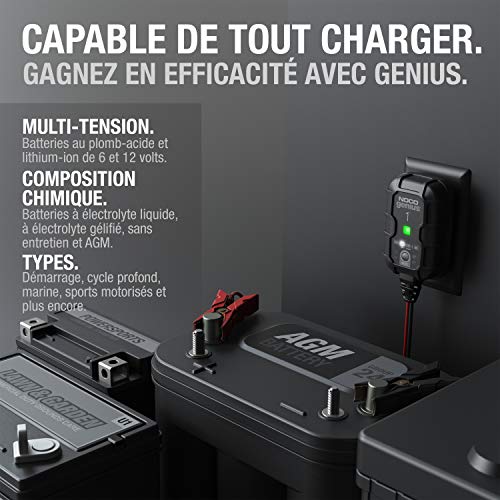 NOCO GENIUS1 compatible batteries plomb-acide AGM gel lithium 6V 12V multi-tension
