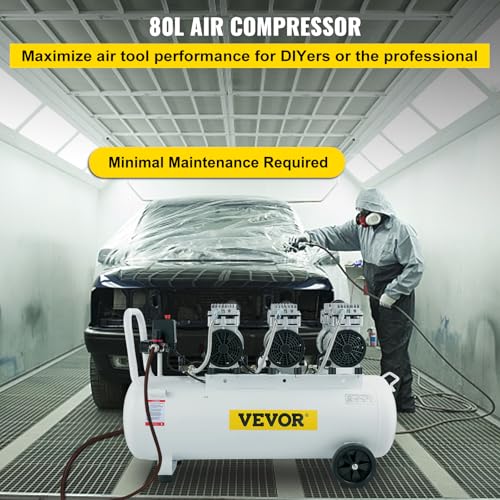 Utilisation professionnelle compresseur VEVOR 80L cabine de peinture automobile maintenance minimale