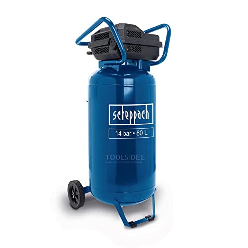 Compresseur vertical Scheppach HC85V bleu 80 litres 14 bar avec roues transport