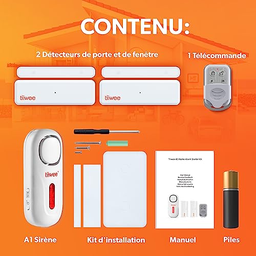 Contenu détaillé kit alarme tiiwee avec détecteurs télécommande manuel et accessoires installation
