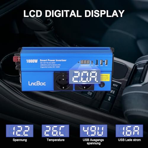Écran LCD digital convertisseur affichant tension température protection USB