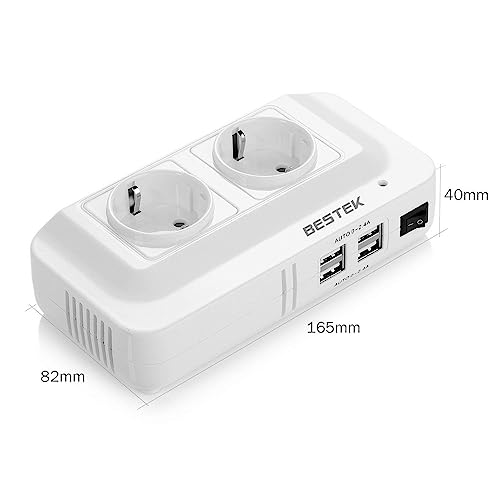 Dimensions compactes convertisseur BESTEK 165mm longueur 82mm largeur 40mm hauteur