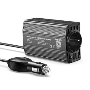 Convertisseur BESTEK 300W avec prise allume-cigare boîtier aluminium noir et prise secteur