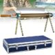 Cuiseur solaire parabolique portable avec trépied doré et mallette de transport bleue