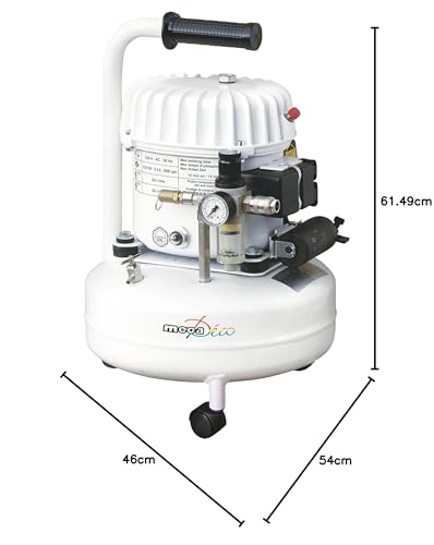 Schéma dimensions compresseur Mecadeco 61,49 x 54 x 46 cm format compact