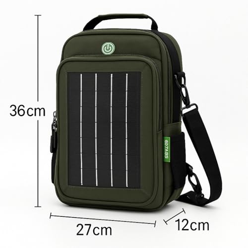 Dimensions du sac à dos solaire GDTIMES 36cm hauteur 27cm largeur 12cm profondeur