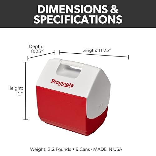 Dimensions et spécifications techniques glacière Igloo Playmate 6L fabrication USA