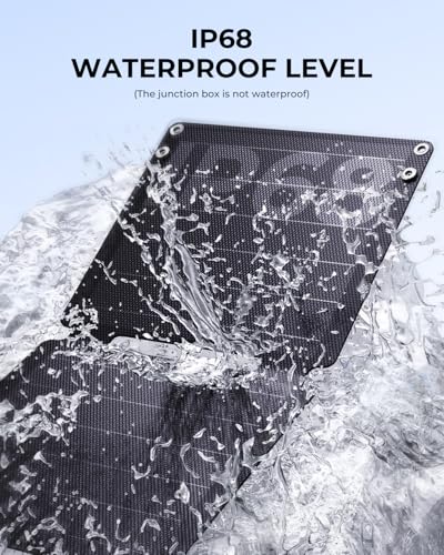 Panneau solaire BigBlue certifié IP68 résistant à l'eau avec éclaboussures démontrant l'étanchéité