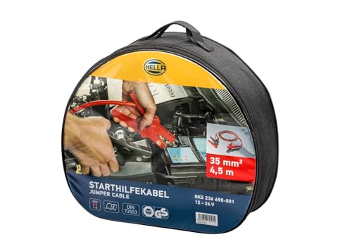 Étiquette produit Hella montrant spécifications 35mm² 4,5m compatible 12V 24V